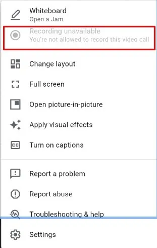 Grabación de Google Meet no disponible: una guía de solución de problemas